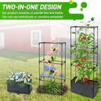 2 Packs Raised Garden Bed Tomato Planter Box with Trellis, 43.4" Self-Watering Tomato Cage with Rectangular Trellis for Climbing Plants, Flowers, Vegetables, Vine in Patio Garden Indoor Outdoor