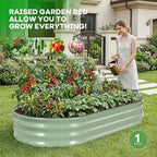 Galvanized Raised Garden Bed Outdoor, 6x3x1ft Oval Metal Raised Beds for Gardening, Rust-Resistant Garden Planter Box for Planting Vegetables, Flowers, Fruits in Backyard, Lawn(Avocado Green)