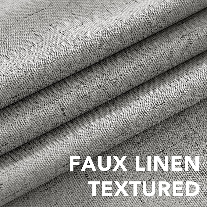 H.VERSAILTEX Linen Blackout Curtains 54 Inches Long 100% Blackout Thermal Insulated Textured Linen Look Curtain Draperies Anti-Rust Grommet, Energy Saving with White Liner, 2 Panels, Dove Gray