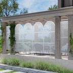 Casaphoria 72" H x 35" W Arched Metal Privacy Screen - Elegant Freestanding Outdoor Screen for Deck, Patio & Balcony - Versatile Decorative Privacy Panels for Home & Garden Use (White-Laurence)