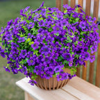 Artificial Flowers for Outdoors Fake Plants - 16 Bundles Fake Plants UV Resistant No Fade Faux Plastic Greenery Home Garden Porch Patio Decoration Office Indoor (Purple)