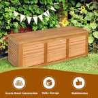 HAPPYGRILL 46 Gallon Acacia Wood Deck Box, Outdoor Storage Box Garden Tools Box - Image 5