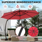 GarveeLife 11FT Cantilever Patio Umbrella With Base Included, Cantilevers Outdoor Umbrella Heavy Duty Offset, Aluminium Curved Cantilever Umbrella