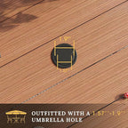VICLLAX Round Patio Table with Adjustable Umbrella Hole, All Weather Outdoor Round Dining Table for Lawn Garden, 41.2"x 28" Walnut Wood-Like Outdoor Coffee Table