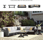 Signature Design by Ashley Beachcroft Curved Modern 4-Piece Outdoor Sectional with Cushion and 6 Throw Pillows, Light Gray