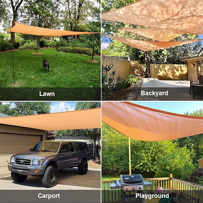 SUNLAX Sun Shade Sail 12' x 14' x 18.4' Peach Fuzz Rectangle Canopy Sail Shade Cover UV Block Permeable Sunshade Outdoor for Patio Backyard Deck Pergola (We Make Custom Size)