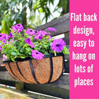 LaLaGreen Wall Planters for Outdoor Plant (16 Inch, 4 Pack) Deck Railing Planter Boxes for Outside Plants Window Flower Box with Coco Liners Metal Horse Troughs Fence Garden Herb Patio Porch over Rail