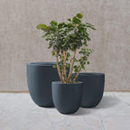 Kante 20",16.5",13.4" Dia Round Concrete Planters (Set of 3), Outdoor Indoor Modern Decorative Plant Pots with Drainage Hole & Rubber Plug for Home & Garden, Charcoal