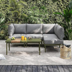Sundale Outdoor 5 Pieces Patio Furniture Set, Metal Sectional Sofa Patio Conversation Set with Coffee Table, Modern Patio Corner Couch for Balcony, Porch, Sunroom