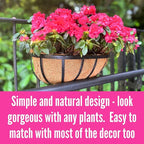 LaLaGreen Wall Planters for Outdoor Plant (16 Inch, 4 Pack) Deck Railing Planter Boxes for Outside Plants Window Flower Box with Coco Liners Metal Horse Troughs Fence Garden Herb Patio Porch over Rail