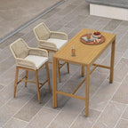 PURPLE LEAF Outdoor 29" Bar Stools Set of 2, Boho Patio Bar Height Chair with Cushion and Back for Outdoor and Indoor, Garden, Patio, Teak