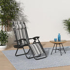 Best Choice Products Set of 2 Adjustable Steel Mesh Zero Gravity Lounge Chair Recliners w/Pillows and Cup Holder Trays - Gray Stripes