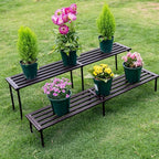 Metal Plant Stand, Rust-proof Aluminum Flower Pot Stand, Heavy Duty Planter Display Shelving for Patio Balcony Garden Living Room Decorative (Ebony, 35.4 Inch)