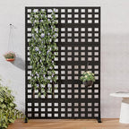 Casaphoria Metal Privacy Screen Outdoor, 72" H x 47" W Freestanding Decorative Privacy Screen for Patio Deck Balcony Garden with Stable Base, Black-Square