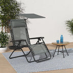 Best Choice Products Folding Zero Gravity Outdoor Recliner Patio Lounge Chair w/Adjustable Canopy Shade, Headrest, Side Accessory Tray, Textilene Mesh - Stardew