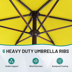 AreShark 7.5FT Patio Umbrella Table Market Umbrella with 6 Sturdy Ribs, Button Tilt/Crank Heavy-Duty Round Outdoor Umbrellas for Garden, Deck, Backyard,and Pool, Yellow