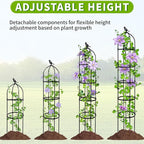 6.7FT Garden Obelisk Trellis for Climbing Plants,Adjustable 5-Tier Metal Plant Support,Rustproof Outdoor Plant Tower with 3 Decorative Tops for Roses,Tomatoes,Clematis & Vines,Black