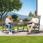 SERWALL Outdoor Rocking Chair Set of 4, HDPE Patio Rocking Chair, All-Weather Porch Rocker for Balcony, Yard, Dark Gray
