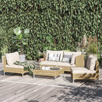 Grand patio 5-Piece Wicker Patio Furniture Set, Boho Outdoor Sectional Sofa with Water Resistant Thick Cushions Coffee Table, Cream