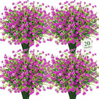 20 Bundles Artificial Flowers for Outdoors Fake Plastic Flowers UV Resistant Realistic Faux Plants Shrubs for Spring Summer Garden Porch Yard Patio Planter Window Box Home Decor, Fuchsia