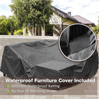 Patio Furniture Set, 6 Pieces Outdoor Couch Sectional, L Shaped Patio Sofa, Metal Patio Couch Sectional with Side Table, Outdoor Seating Conversation Set, Beige