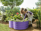 Plant & Plot Galvanized Raised Garden Beds Outdoor // Planter Raised Beds for Gardening, Vegetables, Flowers // Large Metal Garden Box (Purple) // Tool-Free Assembly