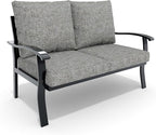 HOMREST Outdoor Loveseat Aluminum Patio Furniture Sofa, All-Weather Metal Outdoor Couch with Cushions, Grey
