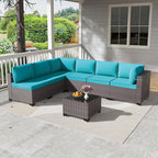Kullavik 7 Pieces Outdoor Patio Furniture Set PE Wicker Rattan Sectional Sofa Patio Conversation Sets,Blue