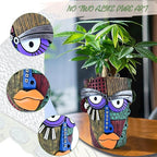 Abstract Face Planter Pots for Plants,Hand-Painted Colorful Flower Pots with Drainage, Indoor Outdoor Garden Decor Gift(Classic,Small)