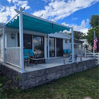PURPLE LEAF 10' x 10' Aluminum Outdoor Pergola White Wind-Resistant Retractable Pergola with Double Sun Shade Canopy Heavy-Duty Metal Pergola for Patios Backyard Deck Garden, Blue
