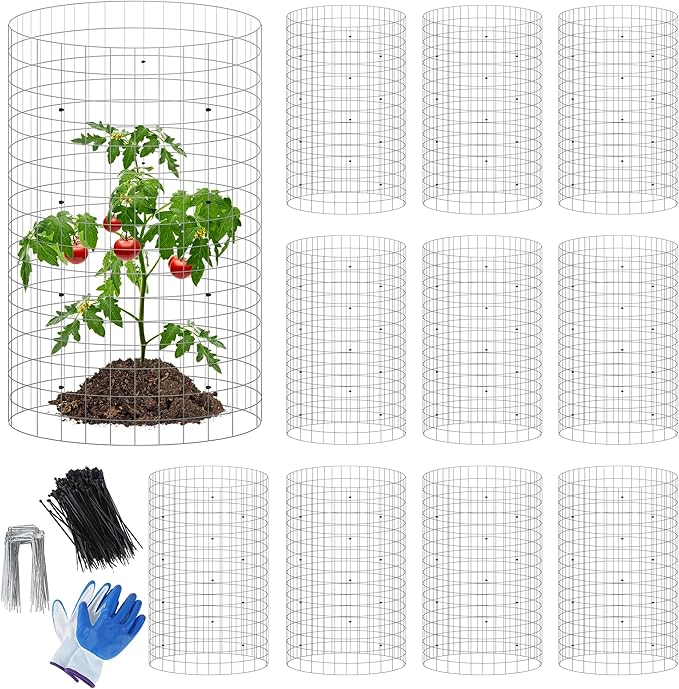 Plant Cage Supports, 12 Sets Galvanized Steel Garden Protectors 16 x 12 Inch