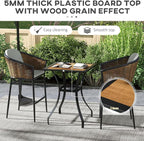 Outsunny 28" Outdoor Bar Table, Faux Wood Patio Furniture, Square Wood-Like Patio Table with Water Safe Design for Deck, Backyard, Lawn, Brown