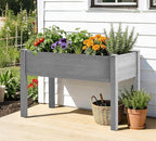 SoliWood Raised Garden Bed with Legs, 48x24x30'', Outdoor Wood Elevated Planter Box, Grey Cedar, Thick Legs, w/Liner