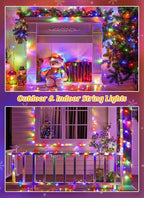 Brightown Solar Christmas Lights Outdoor, 4 Pack Total 184FT 480 LED Solar String Lights Outdoor Waterproof Green Wire with 8 Modes, Solar Fairy Light for Garden Yard Patio Party Decors, Multicolor