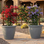 Sunnydaze 20-Inch Anjelica Large Plastic Pot for Plants - Outdoor Double-Walled Large Plastic Planter with Drillable Drainage Holes - Light Gray