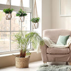 YIBOT Macrame Plant Hanger Indoor Set of 2 with 2 S Hooks, Indoor Outdoor Hanging Planter for Plants Holder with Decorative No Tassels, Boho Home Decor, 35 Inch, Brown (Pots Not Included)