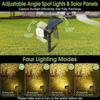 102 LED Solar Spot Lights Outdoor Waterproof IP65, Adjustable Landscape Spotlights, [2 Pack/4 Modes] Auto On/Off Solar Powered Flood Lights for Outside Yard Garden Wall Pathway (Warm White)