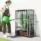 Outsunny Raised Garden Bed with Trellis, 46.5" Tomato Cage with Crop Cage, Self Watering Planter Box with Drainage Holes and Plugs for Outdoor Patio Climbing Plants, Vines, Vegetables, Flowers, White