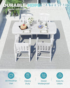 Ciokea HDPE Outdoor Dining Set, 5-Piece Patio Table and Chairs Set with Umbrella Hole, All-Weather Patio Dining Sets for 4, Durable Patio Furniture for Backyard, Garden, Lawn & Poolside, White