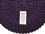 COTTON CRAFT Round Dori Pouf - Cotton Braid Cord Cable Knitted Ottoman - Foot Stool - Footrest - Floor Pouf - Woven Ottoman - Bean Bag - Living Room Dorm - 20 inches Diameter x 14 Height - Deep Plum