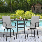 Yaheetech Patio Swivel Barstools Outdoor Chairs Set of 2, High Bistro Stools Outdoor Furniture, All-Weather Patio Stools for Outside, Beach, Lawn, Poolside and Garden, Black/Light Gray