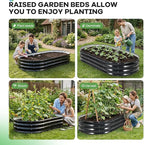 Galvanized Raised Garden Bed Outdoor, 6x3x1ft Oval Metal Raised Beds for Gardening, Rust-Resistant Garden Planter Box for Planting Vegetables, Flowers, Fruits in Backyard, Patio, Lawn(Grey)