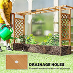 Outsunny Raised Garden Bed with Trellis, Wooden Planter Box with Hanging Roof and Drainage Holes, Outdoor Trellis Planter for Climbing Plants, Vegetables, Herbs and Flowers, 78.7" x 17.3" x 44.7"