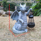Solar Dragon Garden Statue Decoration with Solar Lantern,Dragon Figurine Lights Outdoor Décor for Yard，Lawn ,Patio, Balcony, Unique Housewarming Ornament