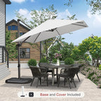 PURPLE LEAF 9'×9' Patio Umbrella with Base Outdoor Cantilever Umbrella with Cover Aluminum Square Offset Umbrella with 360-degree Rotation for Deck Pool Garden White