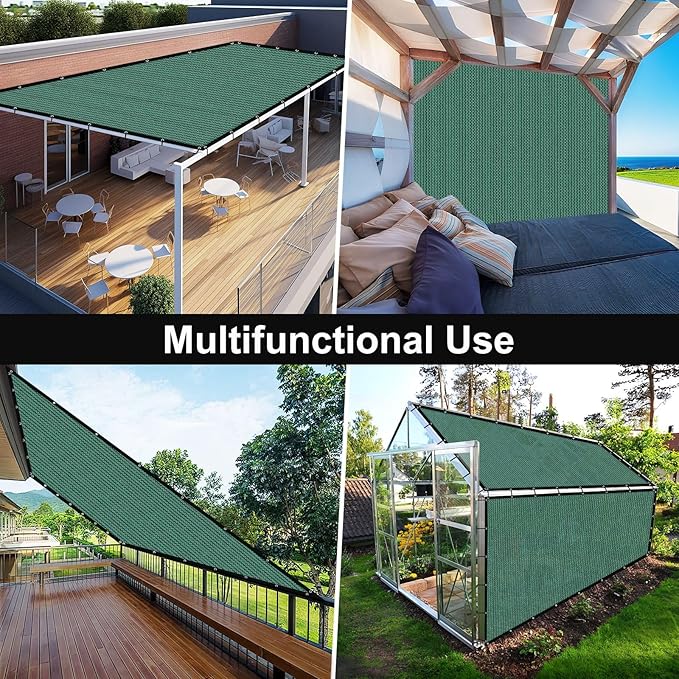 Artpuch 90% Sun Shade Cloth, 10 x 10 FT Pergola Shade Cover Canopy with Grommets, Sun Screen Fabric Tarp for Patio, Outdoor, Garden, Backyard, Green