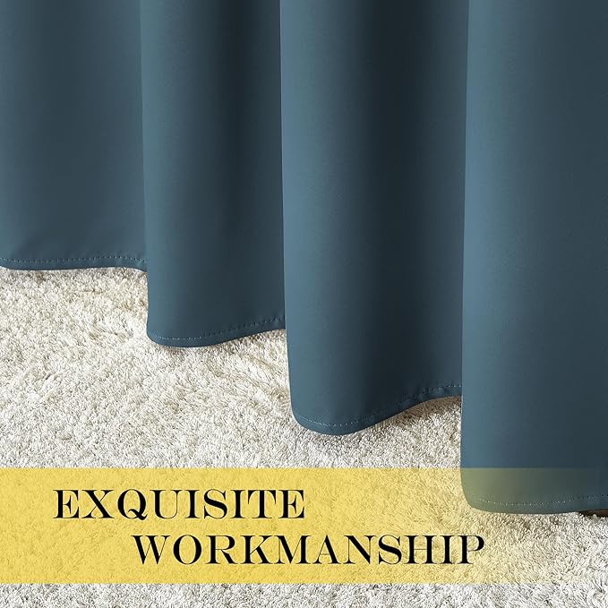 NICETOWN Blackout Curtains 120 inch Length for Sliding Glass Door, Grommet Thermal Insulated Room Darkening Sound Reducing Drapes for Room Divider, 1 Panel, W52 x L120, Smoky Blue