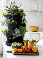 The HC Companies Terrace Planter 23” Vertical Herb Garden Planter, 3 Tiered Stackable Strawberry Planting Pots, Indoor Outdoor Containers for Growing Vegetables and Succulents – Holds 9 Plants