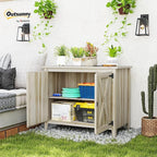 Outsunny Wood Garden Shed, Compact Outdoor Storage Cabinet Potting Shed with Inner Shelf and Double Doors for Backyard, Patio, Lawn, Natural Wood