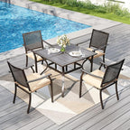 PHI VILLA 37 Inch Outdoor Dining Table Metal Steel Mesh Patio Dining Table Umbrella Table with 1.57" Umbrella Hole (Mesh)